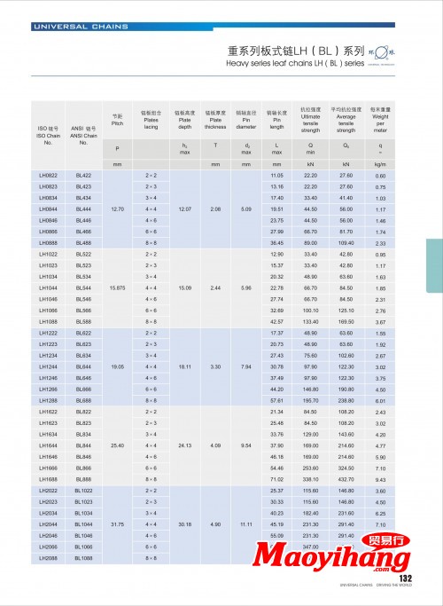 重系列板式链LH（BL）系列